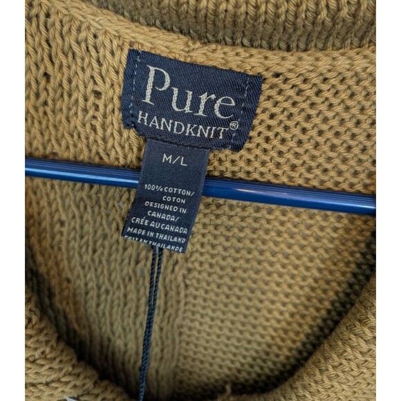 Pure Handknit Cardigan Sweater Patchwork Cotton Stretch Button Front Size M/L - Picture 12 of 15